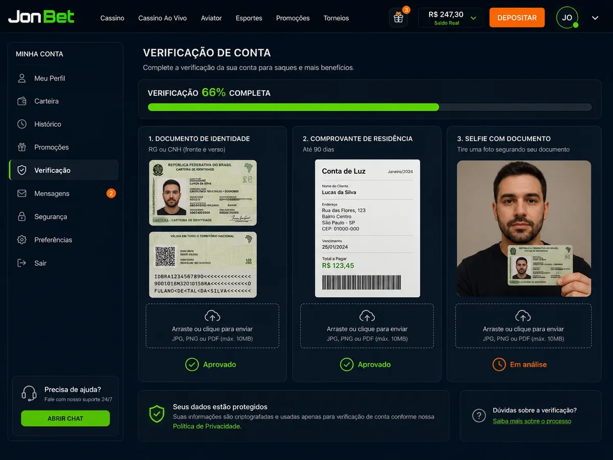 Tutorial de selfie KYC mostrando enquadramento correto com documento ao lado do rosto